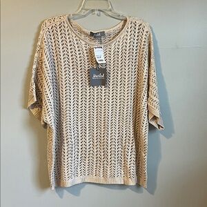 Marled Light Tan Open-Knit Top